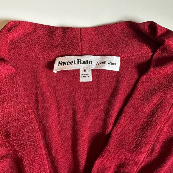 Sweet Rain Red Tie Front Blouse - Picture 2 of 5